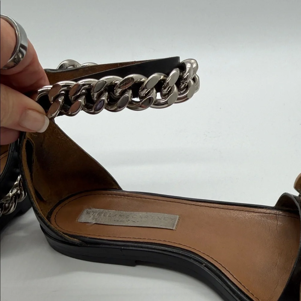 Stella McCartney Black Sandals with Gold and Silver Chain Detail - Picture 4 of 8